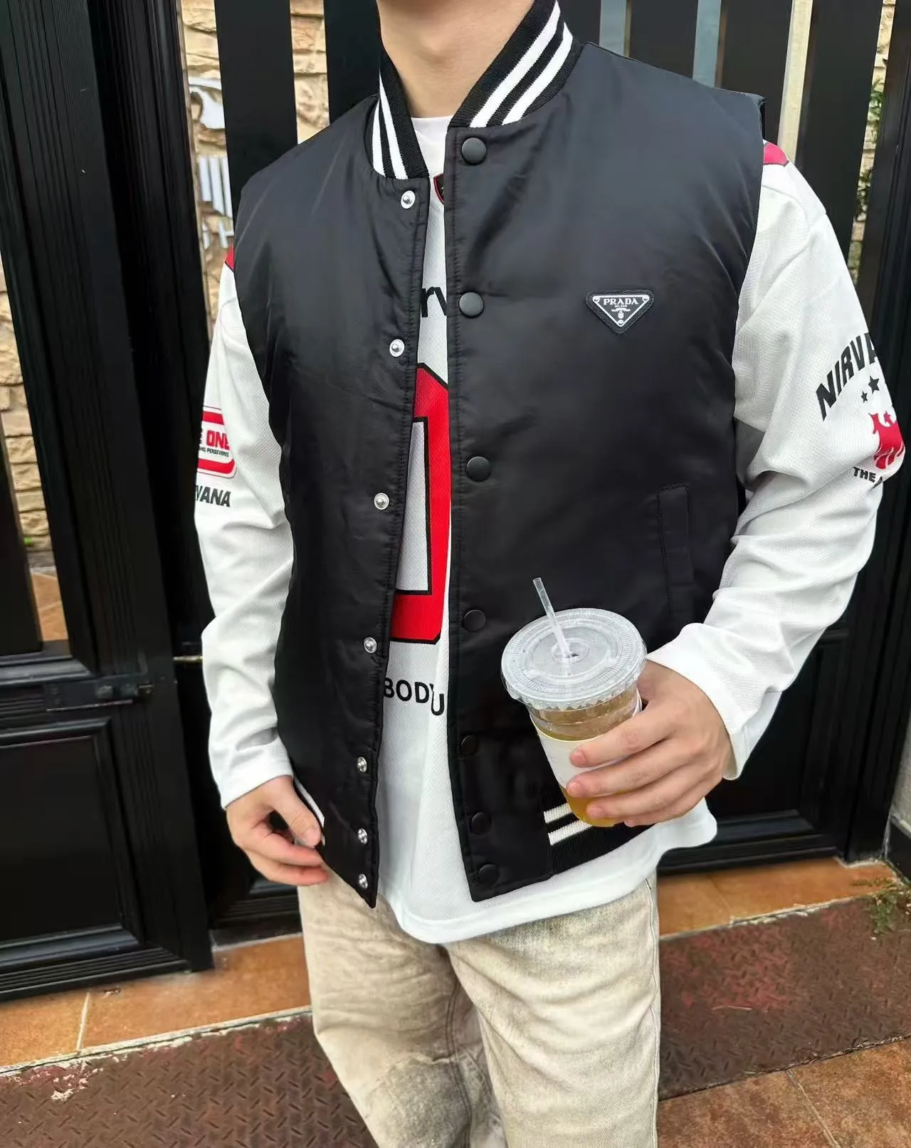 Louis Vuitton/Prada/Prada 25Fw triangle logo cotton vest Vuitton 25ss hot diamond route short sleeves